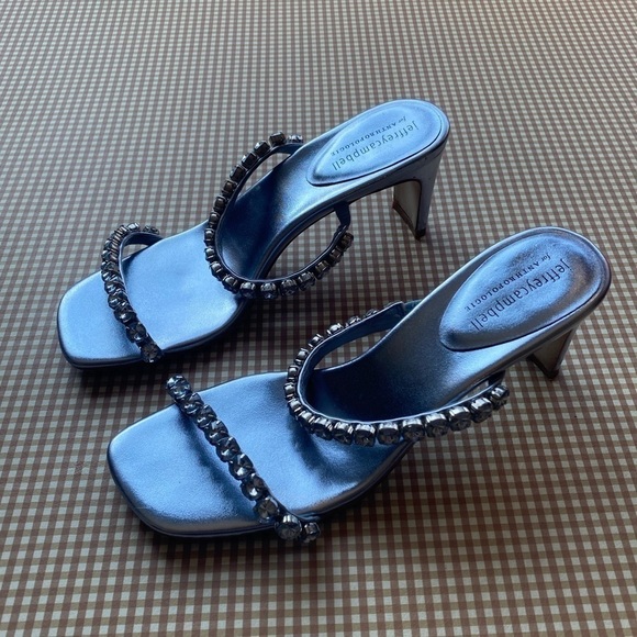 Jeffrey Campbell for ANTHROPOLOGIE metallic blue jeweled heels. Size 8 - Picture 1 of 16